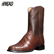 Business Pointed Retro Men Boots Pattern Handsome Western Cowboy Men Casual Brow - £112.62 GBP