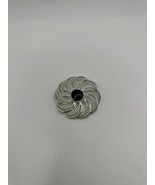 Vintage Silver-Tone Spiral Brooch with Black Center – Geometric Swirl De... - $228.37 MXN
