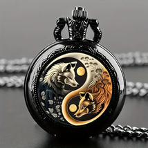 Black Quartz Wolf Pocket Watch Free Shipping - $18.00