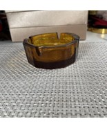 Vintage   Mid Century Modern Ashtray Gold Amber Colored Clear Glass - $14.03