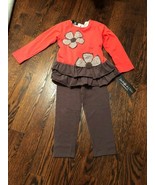 NWT ISABELLA &amp; CHLOE Long Sleeve Pink Brown Ruffle Top Pull On Pants SZ ... - $34.65