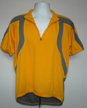 Mens Quest Bike Jersey XL yellow gray polyester half zip 3 back pockets - $32.62