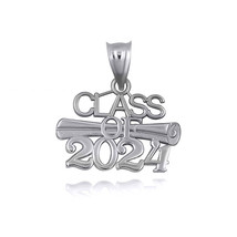 Sterling Silver Class Of 2024 to 2027 Graduation Diploma Pendant Necklace - $19.99+