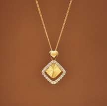 14ct Solid Gold Fantasia Squares Charm Necklace - sparkle, dainty, chain, 14k - £173.02 GBP