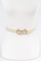 Elastic Pearl Waist Belt W/ribbon Buckle - $24.55