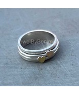 Two Heart Spinner Ring 925 Sterling Silver Ring, Purpose Ring, Two Tone ... - $867.47 MXN