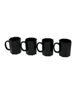 Vintage Arcoroc France OCTIME Black Glass Octagon Set Of 4 Coffee Mugs Cups - $24.74