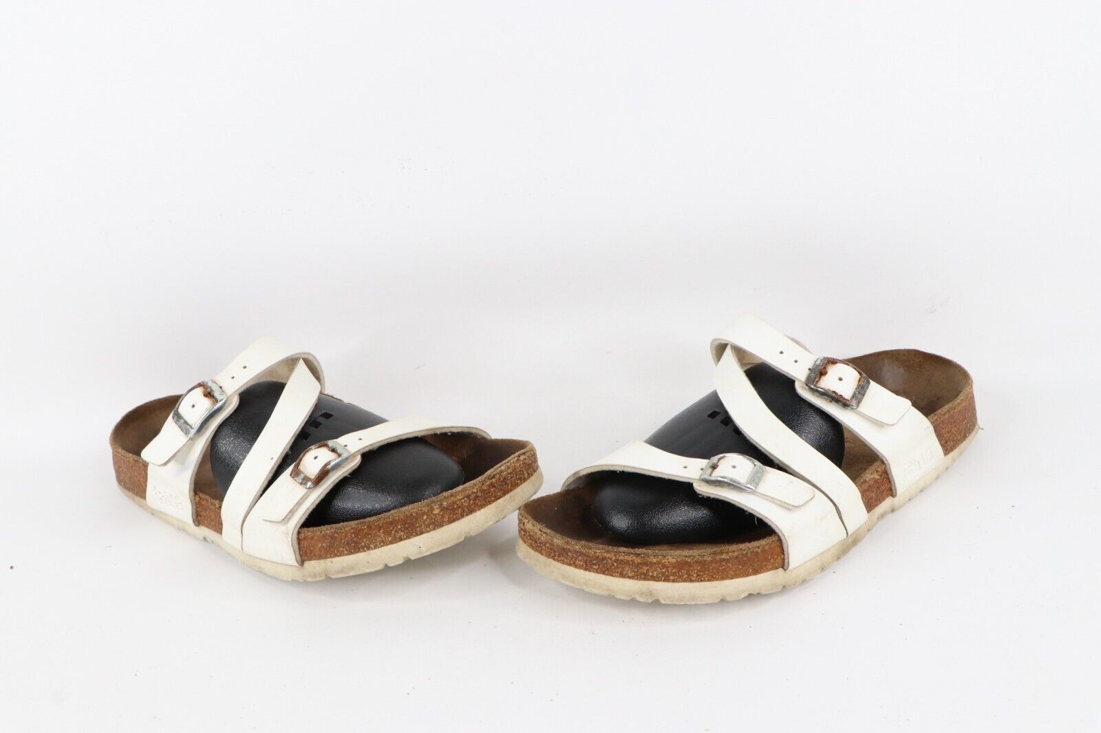 Vtg Birkis Birkenstock Womens 9 Distressed Leather Buckle Strap Sandals ... - $44.50