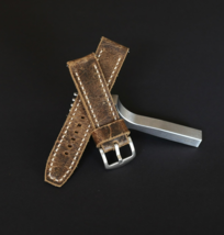 Brown leather watch strap Vintage style, Distressed wrist band 18-26mm H... - $65.00