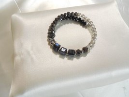 Department Store 6&quot;-7&quot; Blue &amp; Grey Jeweled Coil Bracelet Y450 - $14.39