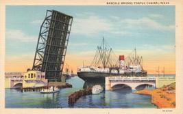 Water Street Bascule Bridge Corpus Christi, TX Linen Postcard G53 - £3.32 GBP