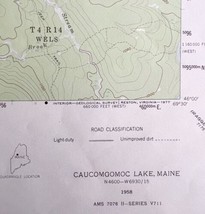 Map Caucomgomoc Lake Maine 1958 Topographic Geo Survey 1:62500 22 x 18&quot; TOPO2 - £35.30 GBP