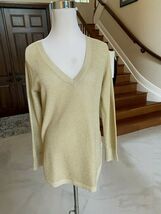 Joan Vass Gold   Metallic V Neck Sweater NWT size 0 - $41.57