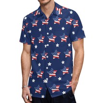Mondxflaur American Stars Button Down Shirts for Men Short Sleeve Pocket... - $25.99
