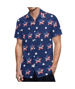 Mondxflaur American Stars Button Down Shirts for Men Short Sleeve Pocket... - $35.65 CAD