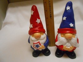 2 New porcelain Stars &amp; Stripes Gnome Decor 4th of July Gnomes Standing  Cute - £7.86 GBP
