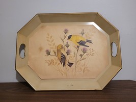 Vintage Nashco  Metal Tole Tray with goldfinches - £26.06 GBP