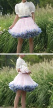Blue Above Knee Ruffle Layered Tulle Skirt Women Custom Plus Size Puffy Tutu image 9
