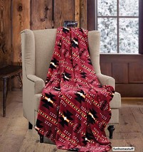 Native Burgundy Luxury Soft Light Weight Fleece Cashmere Throw Blanket 60"x80"