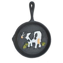 Cast Iron Skillet Wall Hanging Holstein Dairy Cow Frying Pan Farm Decor 7.75&quot; L - £11.52 GBP