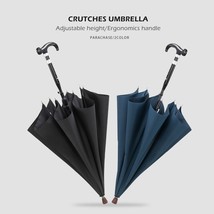 Large Umbrella Men Strong Crutch Long Handle Walking Cane Adjustable Height Gift - £61.03 GBP