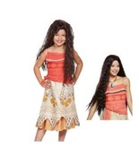 Girls Moana Disney Dress &amp; Wig 2 Pc Halloween Costume-size 4/6 - £23.49 GBP
