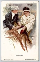 Harrison Fisher Romantic Couple The Proposal Charles Scribner Postcard M24 - £7.03 GBP