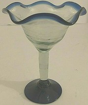 Vintage Mexican Hand-Blown Ruffle Edge Cobalt Blue Margarita Dessert Glasses - £8.70 GBP