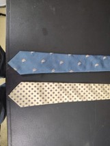 Lot Of 2 Lands&#39; End Mens Silk Neckties  Sailboats Geometric Nautical  - $13.15