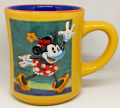 The Disney Store Minnie Mouse Coffee Mug 12oz Yellow Blue Retro - £7.41 GBP