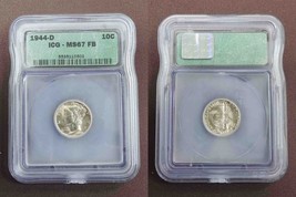 1944-D 10C Mercury Dime ICG MS67 FB Full Bands - £98.03 GBP