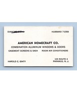 American Homecraft Company Aluminum Windows &amp; Doors Vtg Business Card NJ... - $161.93 MXN