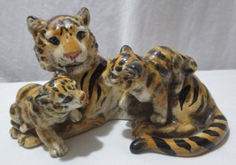Vintage Enesco Tiger with 2 Cubs Figurine Japan - Ceramic - £19.98 GBP