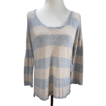Joie Striped Easy Fit Gray Taupe Oversized Knit Top Tee Size M Stretch S... - $14.99