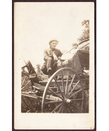 Father &amp; Child Seated on Wagon Cart Buckboard Seat - RPPC Historic Photo - $14.75