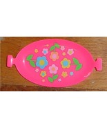 Barbie doll classic style pink serving tray w flower decor vintage desig... - £7.85 GBP