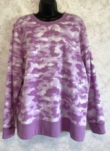 Tek Gear Ultrasoft Fleece Women&#39;s XL Long Sleeve Thumbholes Purple Camo Sweat - £22.06 GBP