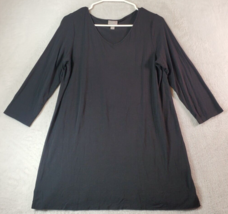 J. Jill T Shirt Top Women Size Small Black Knit Rayon Long Sleeve V Neck Stretch - £10.66 GBP