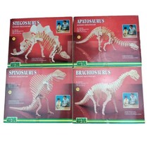 Vintage Wood Dinosaur Models Lot of 4 Safari LTD Skeleton Kit Museum Series  - £20.35 GBP