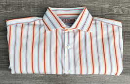 Thomas Pink Men&#39;s Red Stripe 100% Cotton Dress Shirt 15 1/2 X 34 French Cuff - £24.12 GBP
