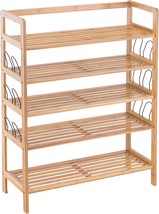 Youdenova Bamboo Shoe Rack,5 Tier Wooden Shoe Shelf Storage, Natural Bamboo - £59.64 GBP