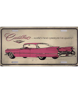 Pink CADILLAC Metal License Plate, Used - $379.83 MXN