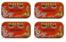  4 x Sardines Portuguese Cans in Tomato Sauce Minerva Portugal 4 x 120g ... - $32.30
