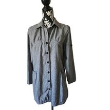 So en Button Up Shirt Jacket Gray Black Houndstooth Drawstring Pockets S... - $24.75