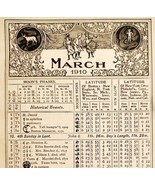 March April 1910 Calendar Page Moon Phases Sun Double Sided Ephemera ADB... - €25,76 EUR