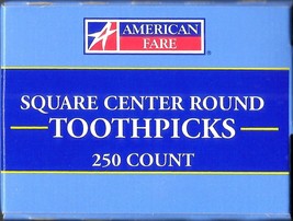 1 Box Made In Usa Toothpicks 250 Square R Ound Tipwood Birch American Fare - £30.49 GBP