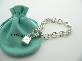 Tiffany &amp; Co 1837 Padlock Bracelet Cube Box Charm Pendant Bangle Love Gift Pouch - £390.25 GBP