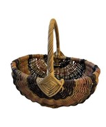 Vintage Handmade Farmhouse Melon Basket God&#39;s Eye Egg Gathering Basket S... - £31.13 GBP