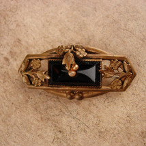 Antique black mourning pin - Estate jewelry - Victorian black brooch - vintage   - £75.93 GBP