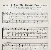 1883 Gospel Hymn I Hear Thy Welcome Voice Sheet Music Victorian Church A... - £11.77 GBP